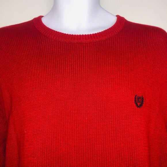 Chaps Mens L Sweater Red Long Sleeve Crew Neck Knit Pullover New - Picture 2 of 8